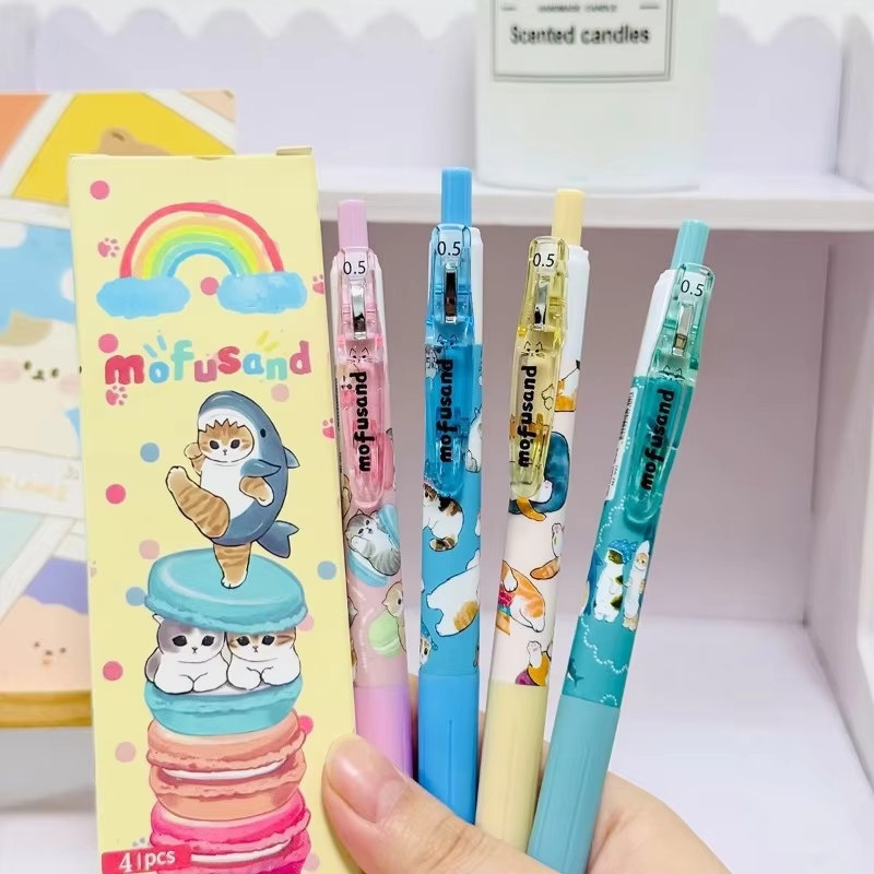 Anime Merchandise For Girls - 4 Stück Mofusand kreative, niedliche Anime-Charakter-Schreibwaren,